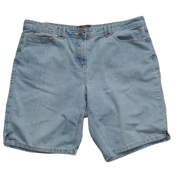 Claire France Cotton  Denim Faded Jean Shorts 14/16 - Picture 1 of 7